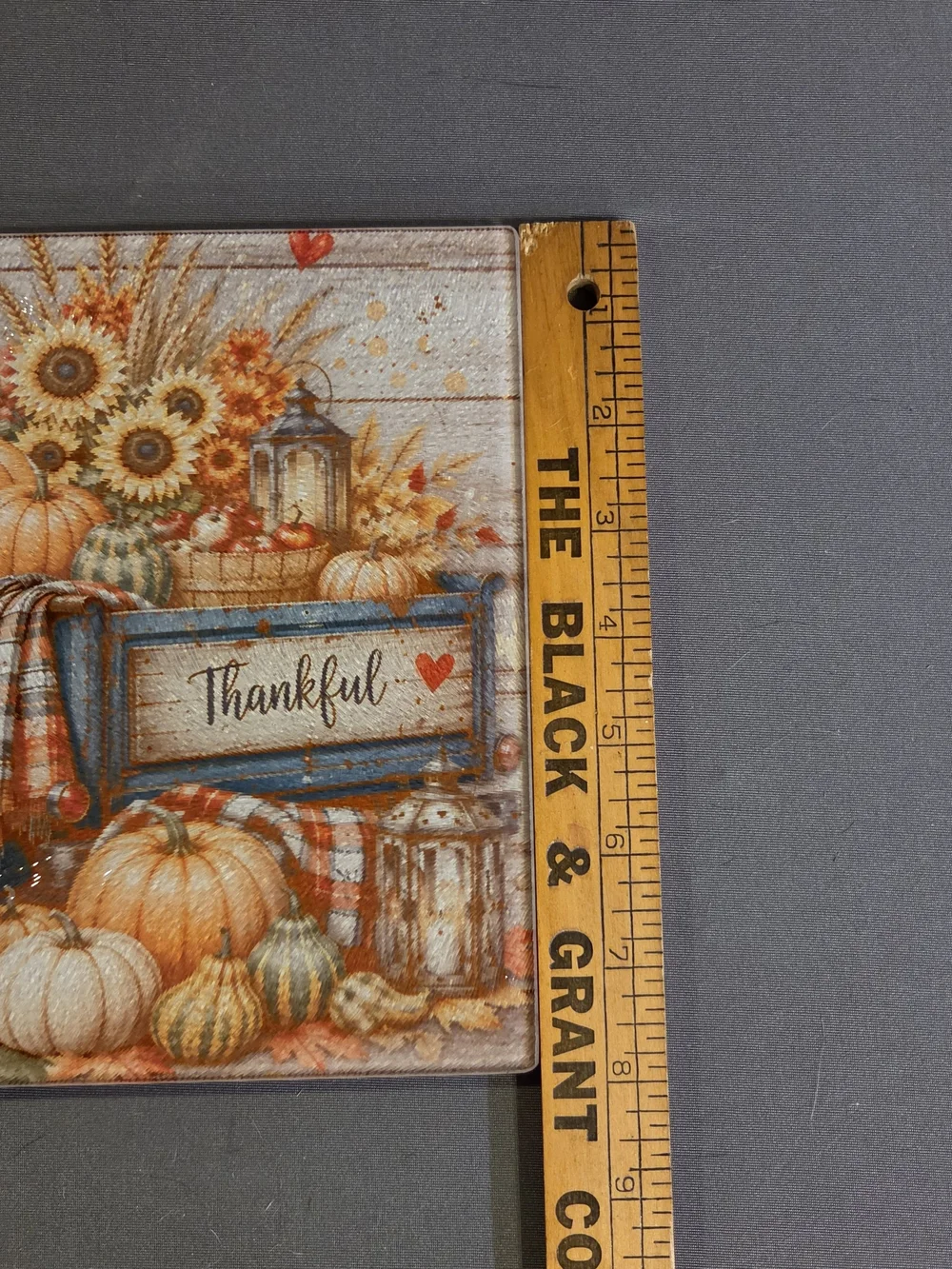 Fall Thankful Vintage Truck Glass Cutting Board 8x11 Farmhouse Kitchen Decor